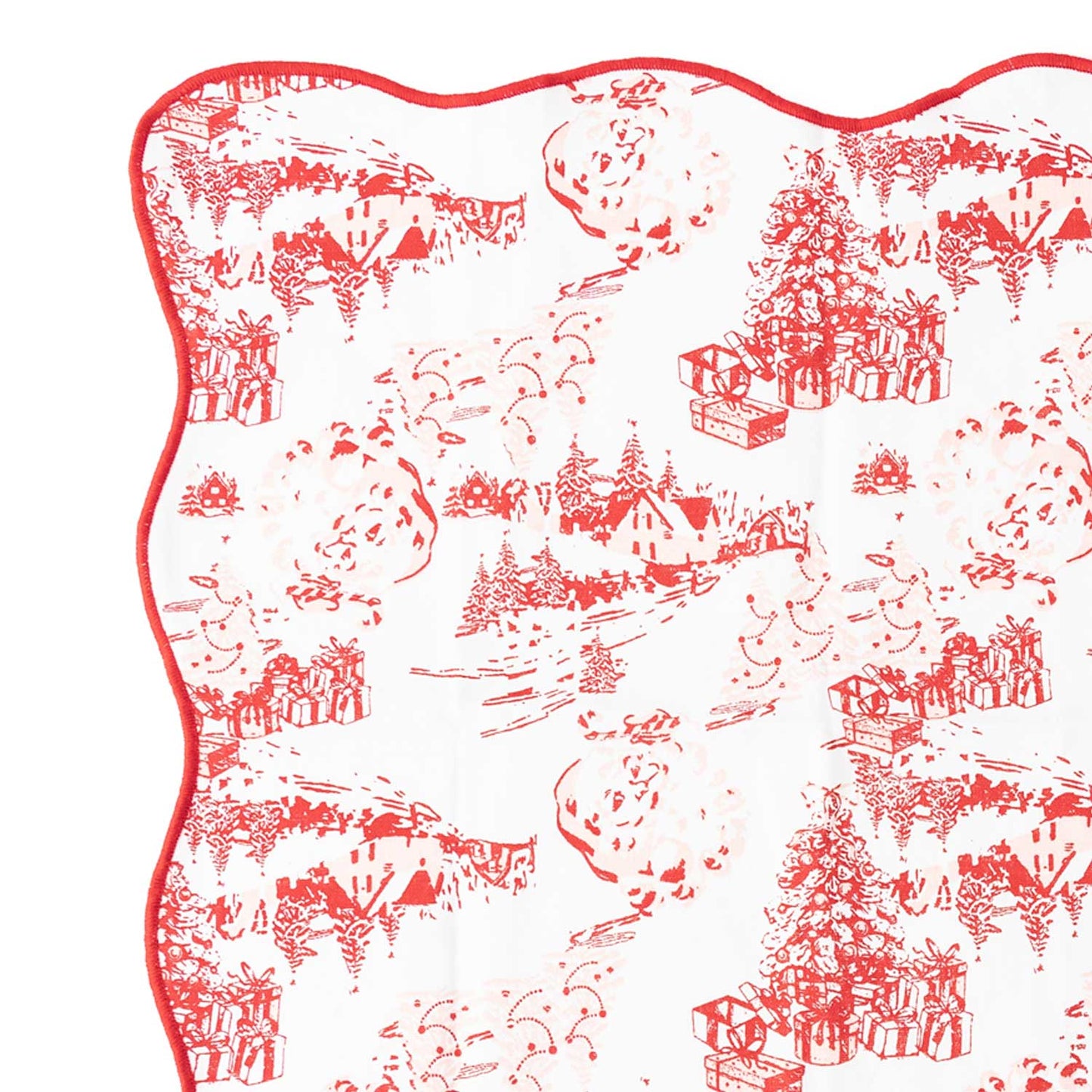 Santa Toile Scalloped Dinner Napkin