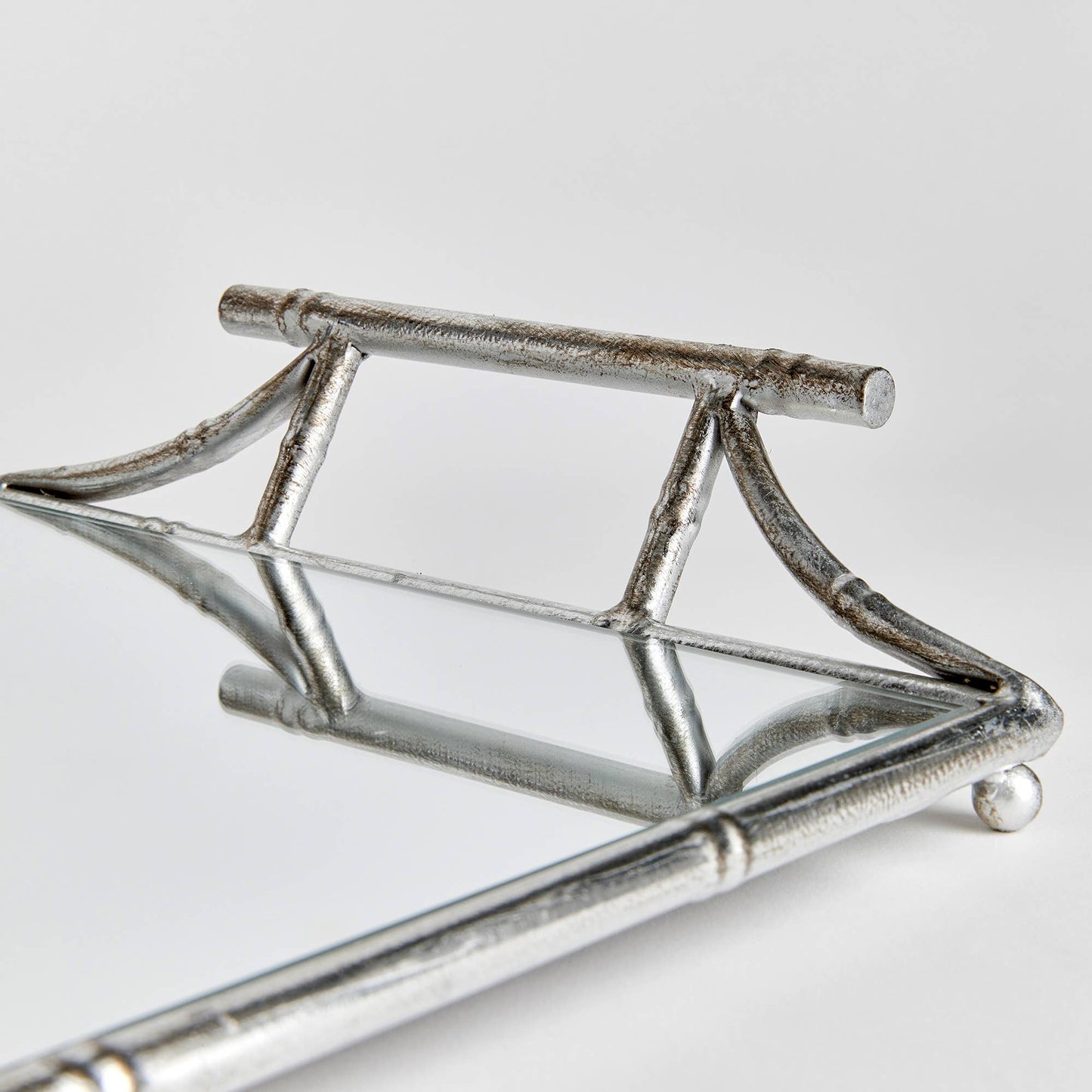 Daphne Mirrored Tray, Antique Silver