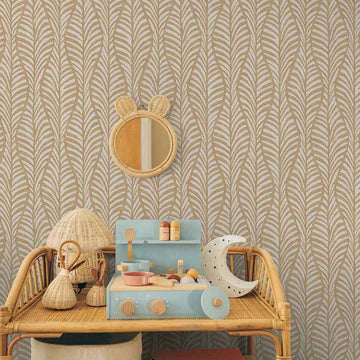Block Print Leaves Peel and Stick Wallpaper