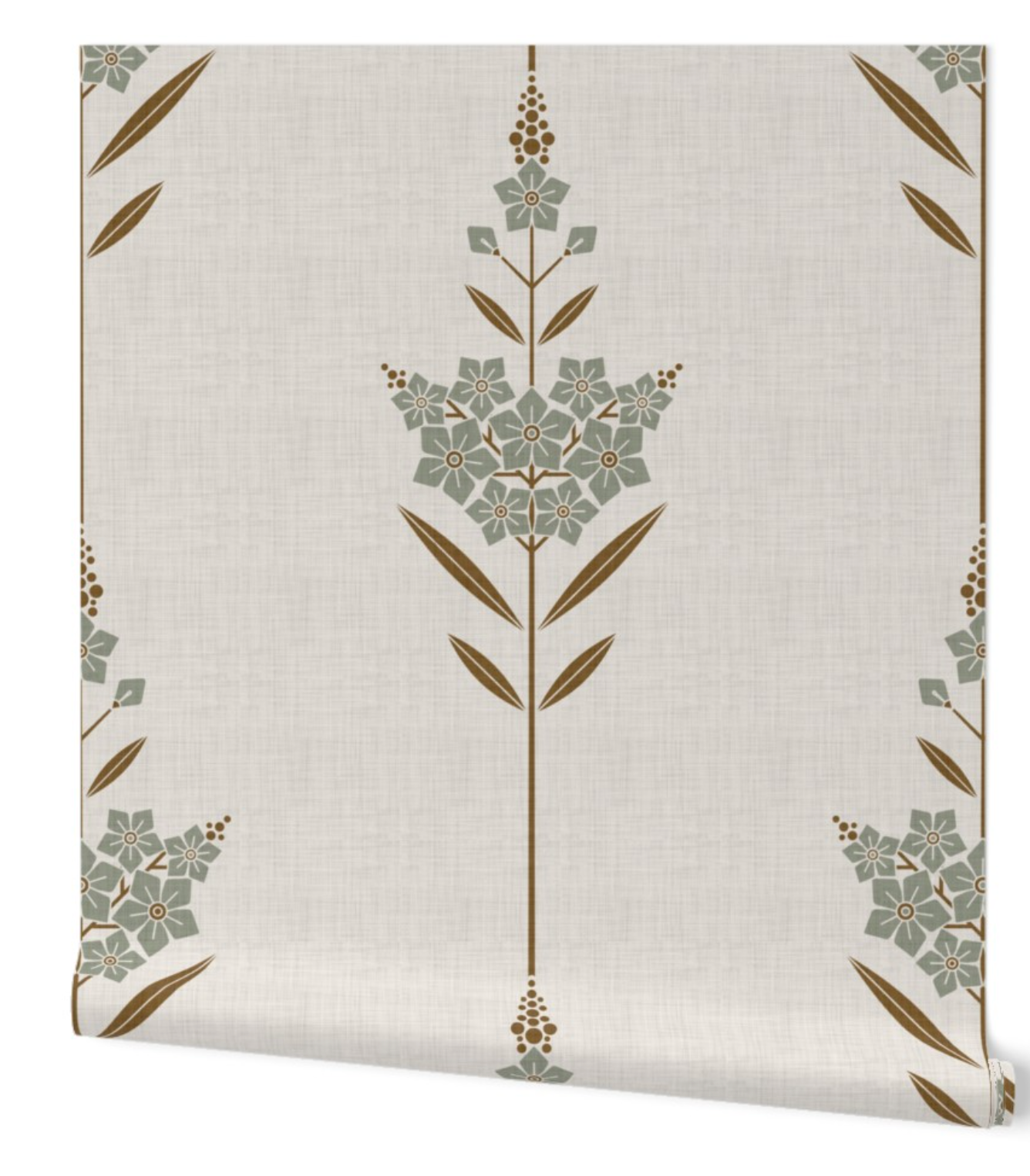 Minimalist Floral pattern Linen textured Wallpaper