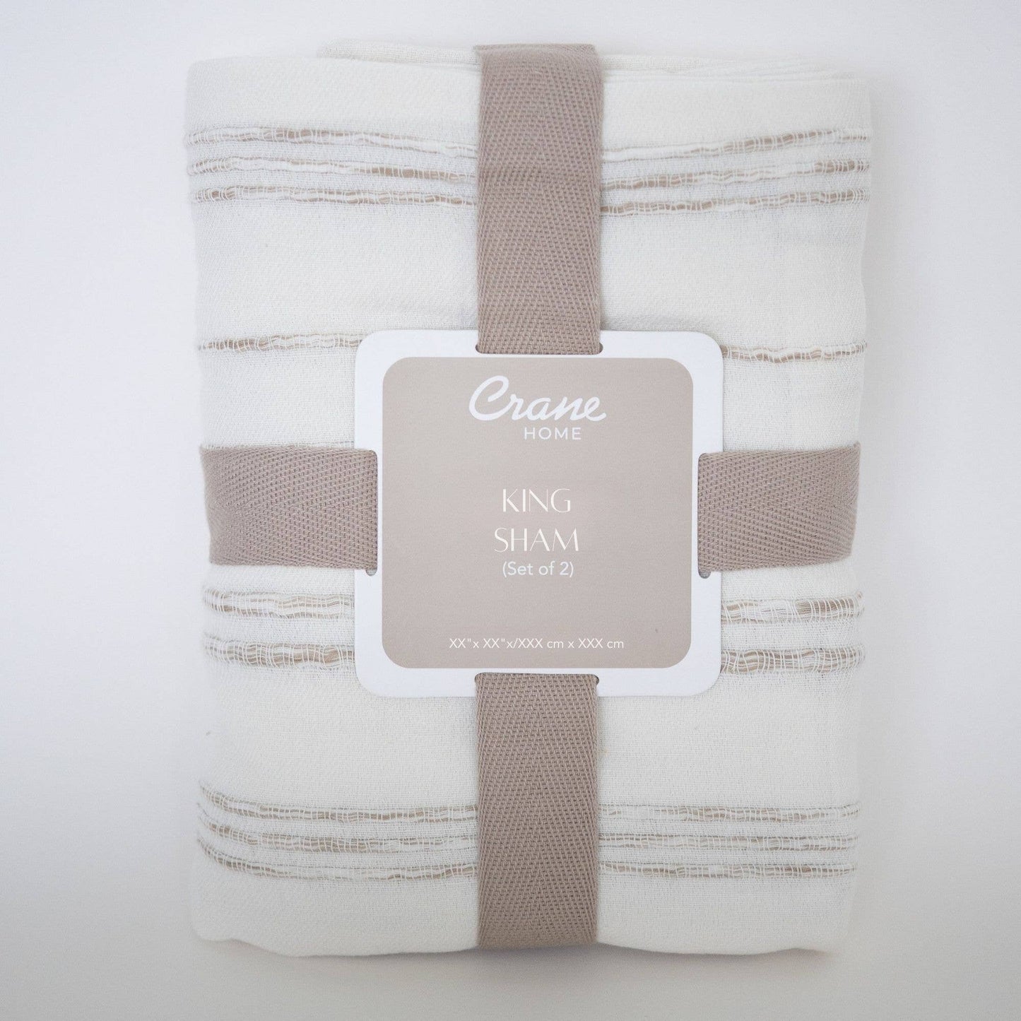 White & Beige Stripe Sham Set