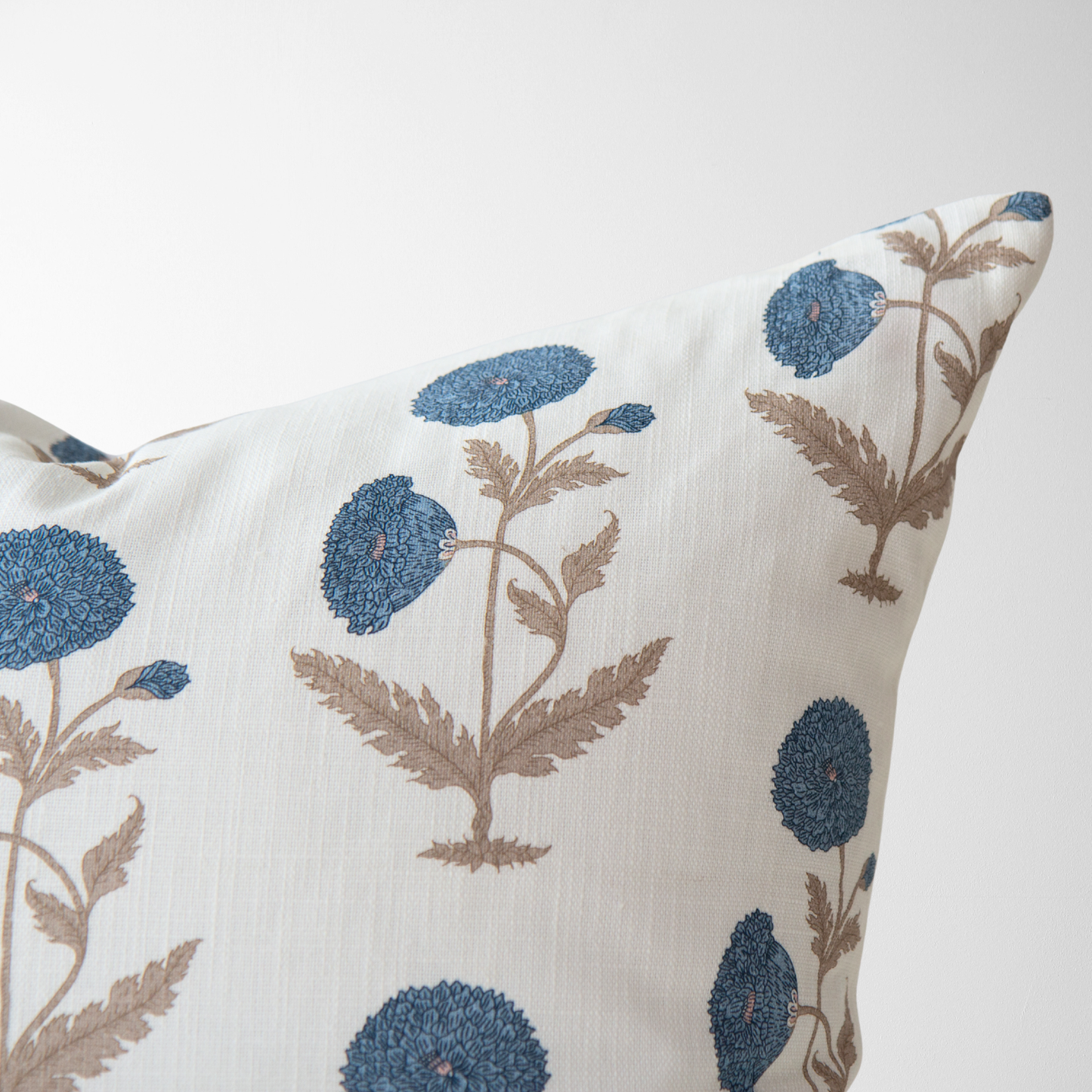 Daisy Blue Floral Block Print Pillow