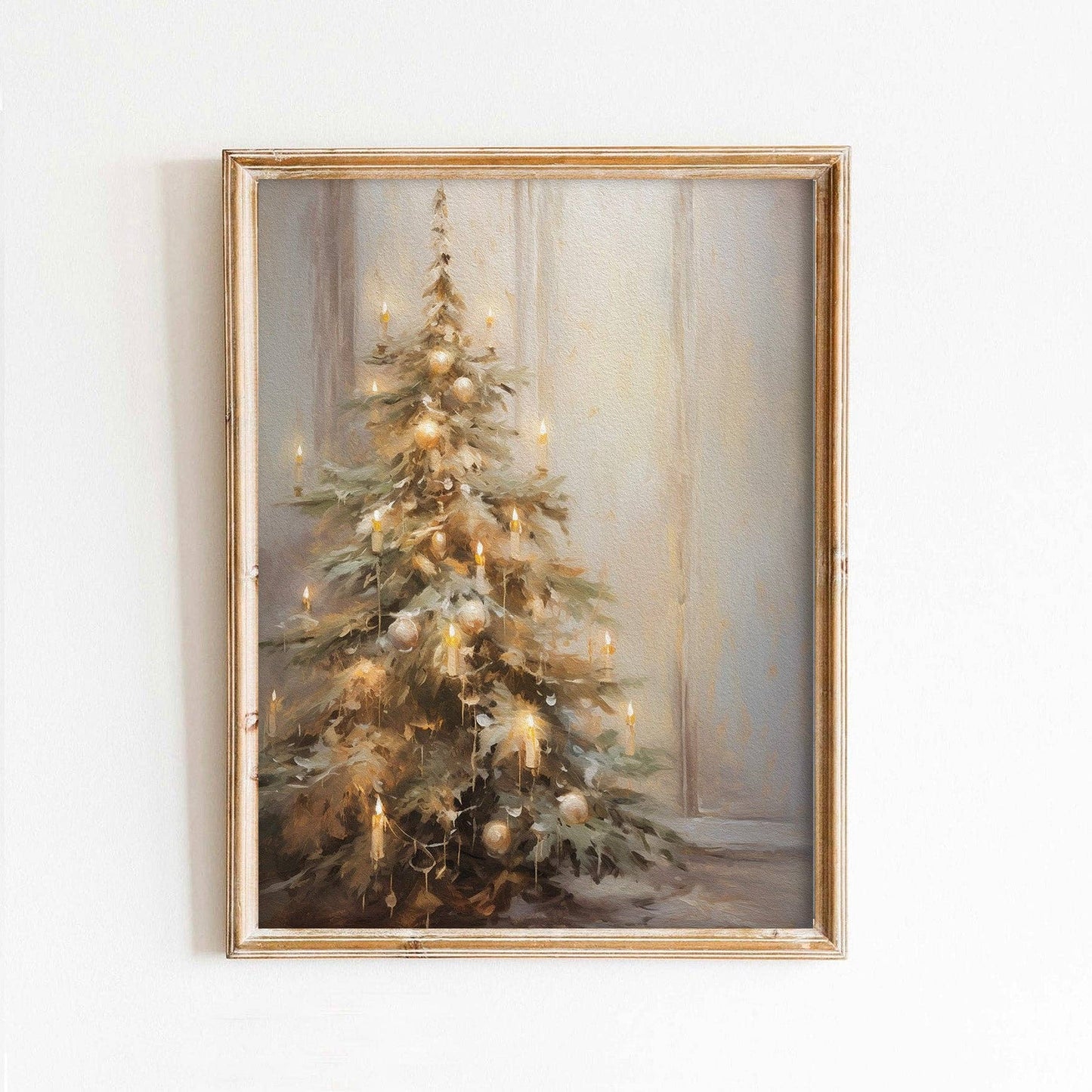 Vintage Candle Lit Christmas Tree Holiday Art Print