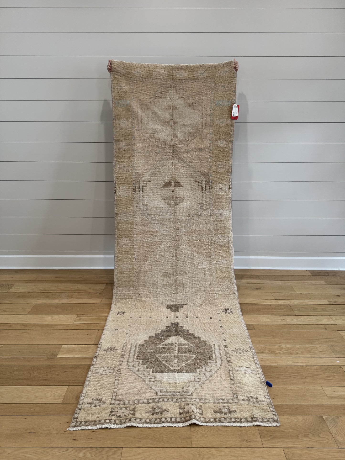 One-of-a-kind Anatolian Turkish hand-knotted wool runner rug.