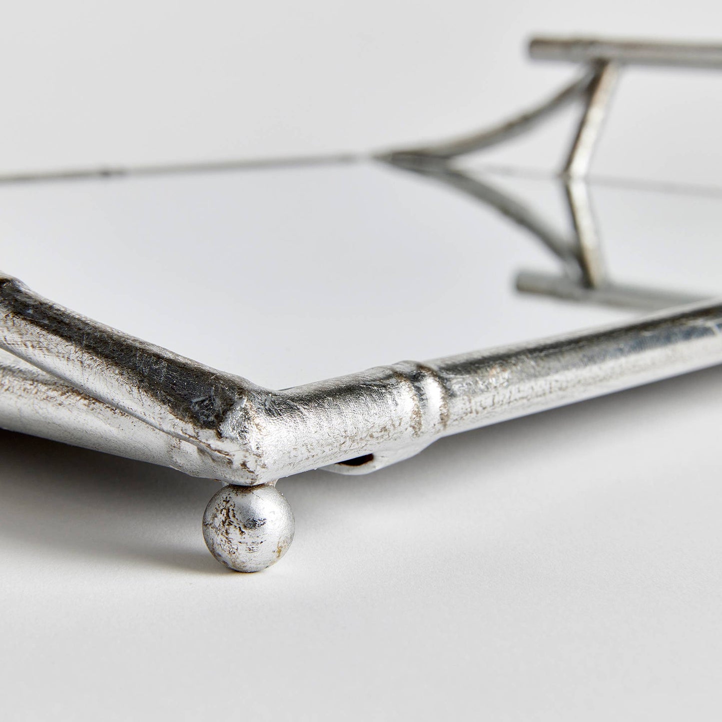 Daphne Mirrored Tray, Antique Silver