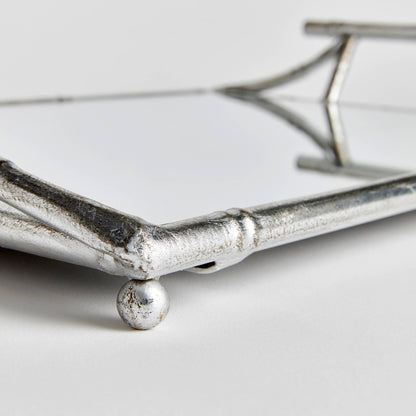 Daphne Mirrored Tray, Antique Silver