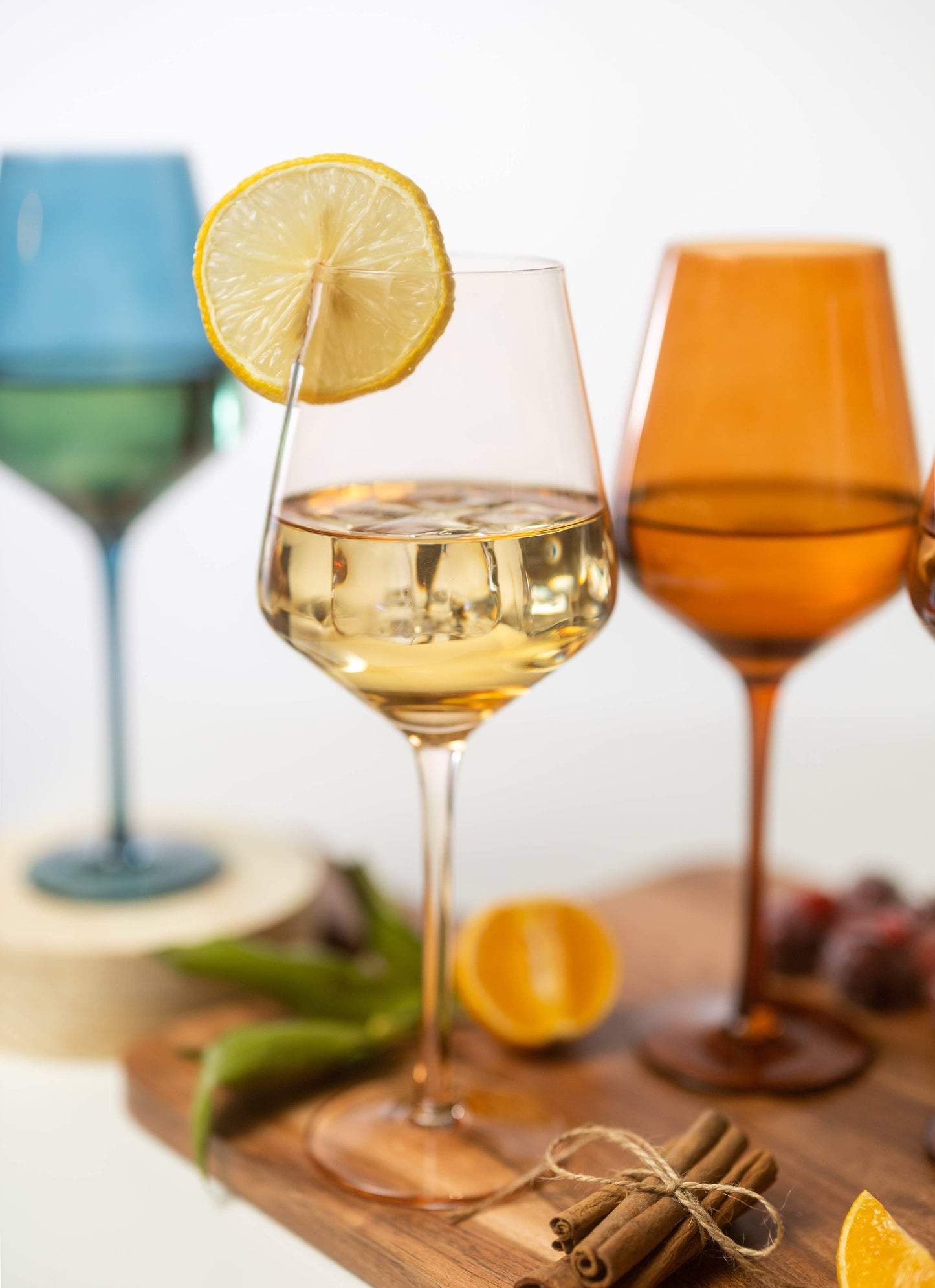 Light Peach Color Wine Glasses