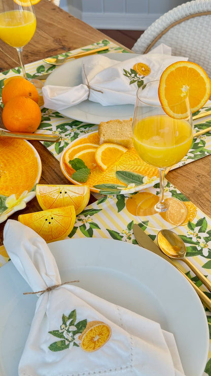 Orange Blossom Embroidered Napkin