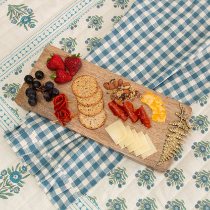 Mango Wood Charcuterie Board With Brass Fern