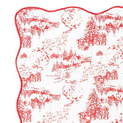 Santa Toile Scalloped Dinner Napkin
