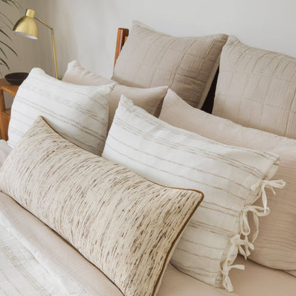 White & Beige Stripe Sham Set