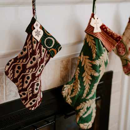 Kantha Handmade Vintage Christmas Stocking, Small