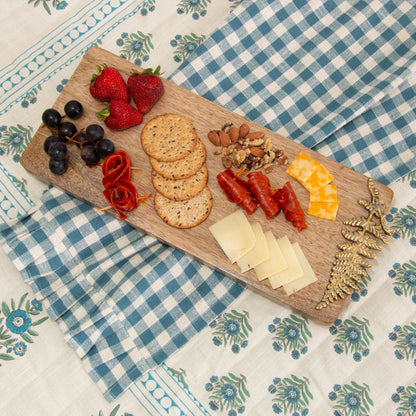 Mango Wood Charcuterie Board With Brass Fern