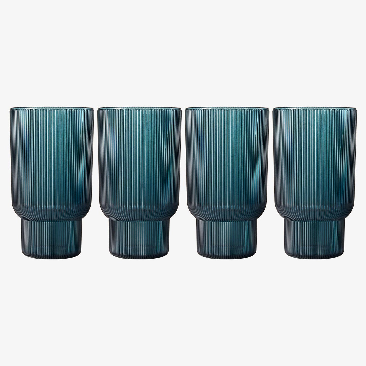 Ribbed Highball Drinking Glasses