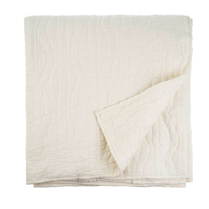 Cloud Kantha Bed Quilt - White