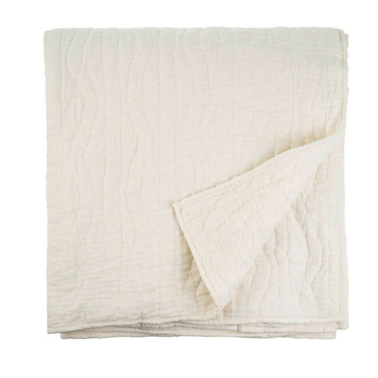 Cloud Kantha Bed Quilt - White