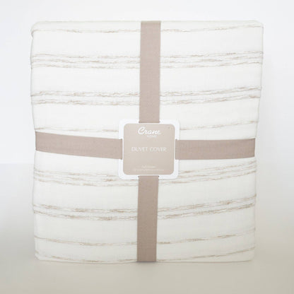 White & Beige Stripe Duvet Cover