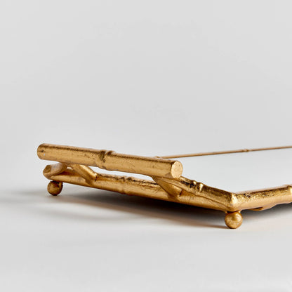 Daphne Mirrored Tray, Antique Gold