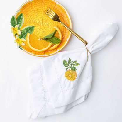 Orange Blossom Embroidered Napkin