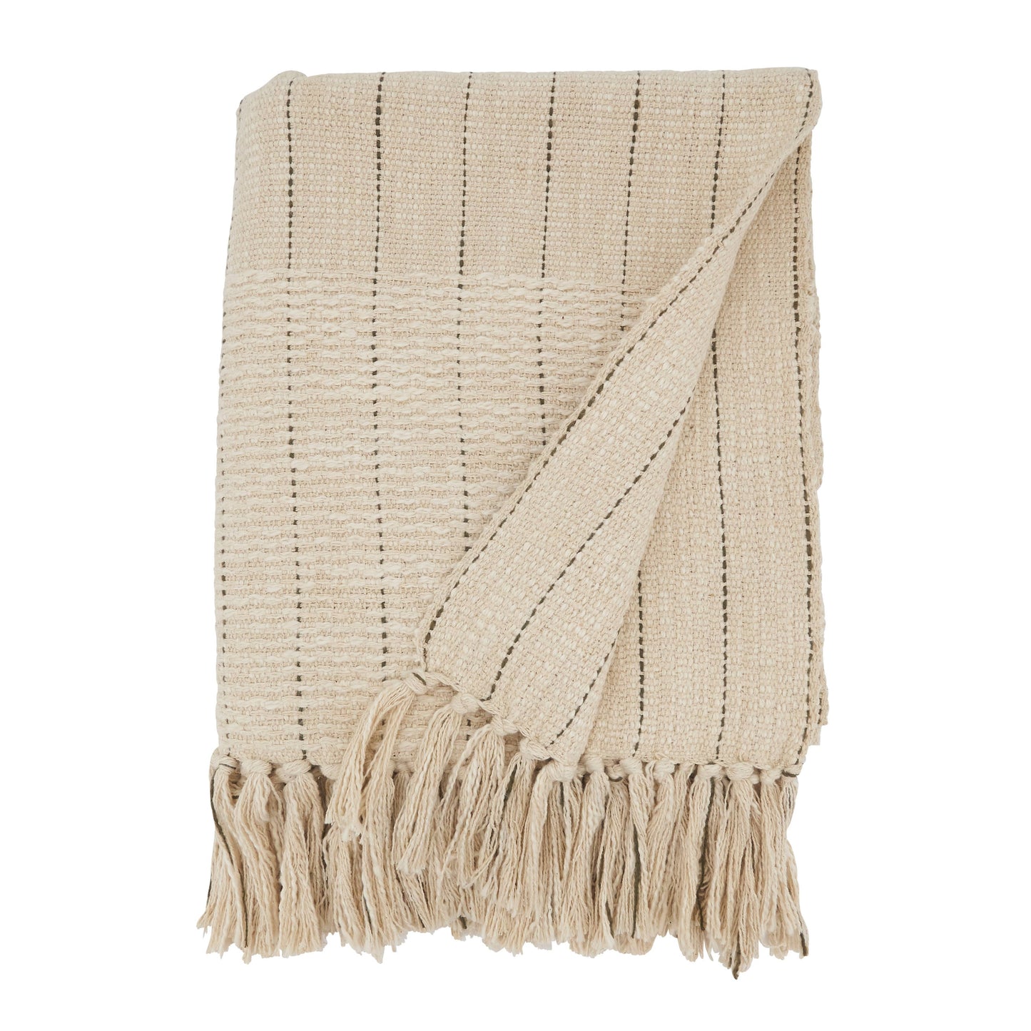 Rustic Stripe Throw Blanket with Fringe
