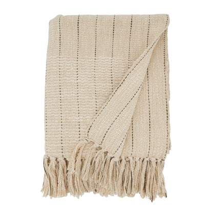 Rustic Stripe Throw Blanket with Fringe