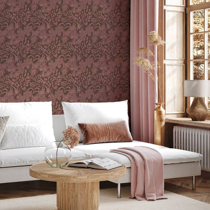 Stencil Foliage Unpasted Wallpaper in Mulberry