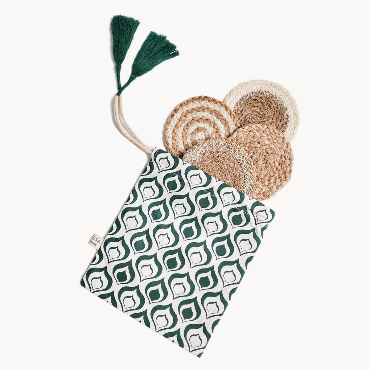 Handwoven Natural Drink Coaster, Set of 4