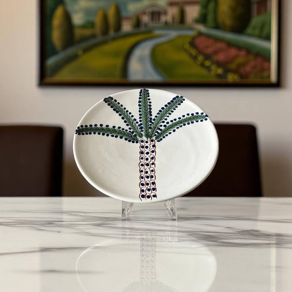 Handpainted Moroccan Plates with Palm Tree Design