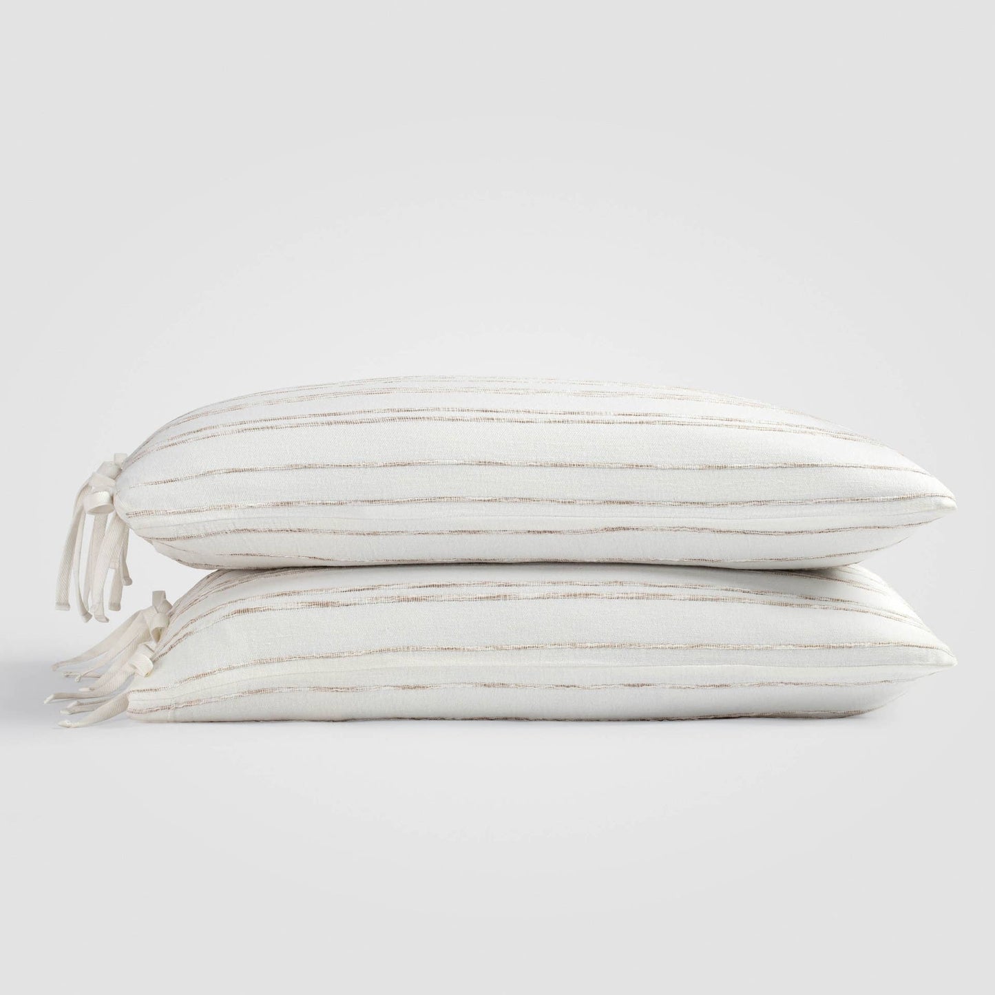 White & Beige Stripe Sham Set