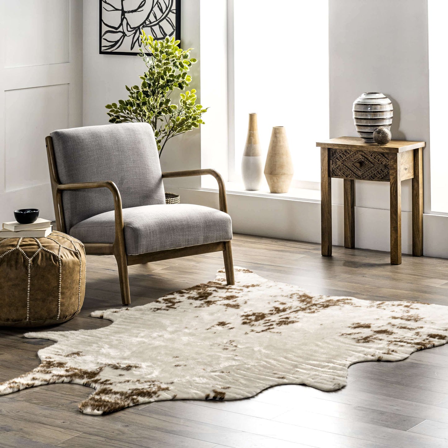 Faux Cowhide Washable Area Rug