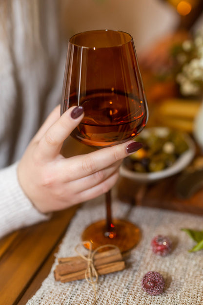 Dark Orange Wine Glasses