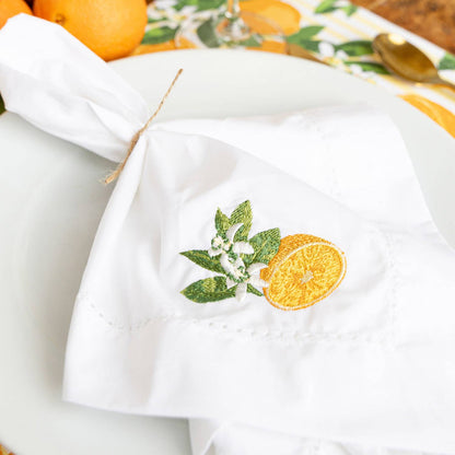Orange Blossom Embroidered Napkin
