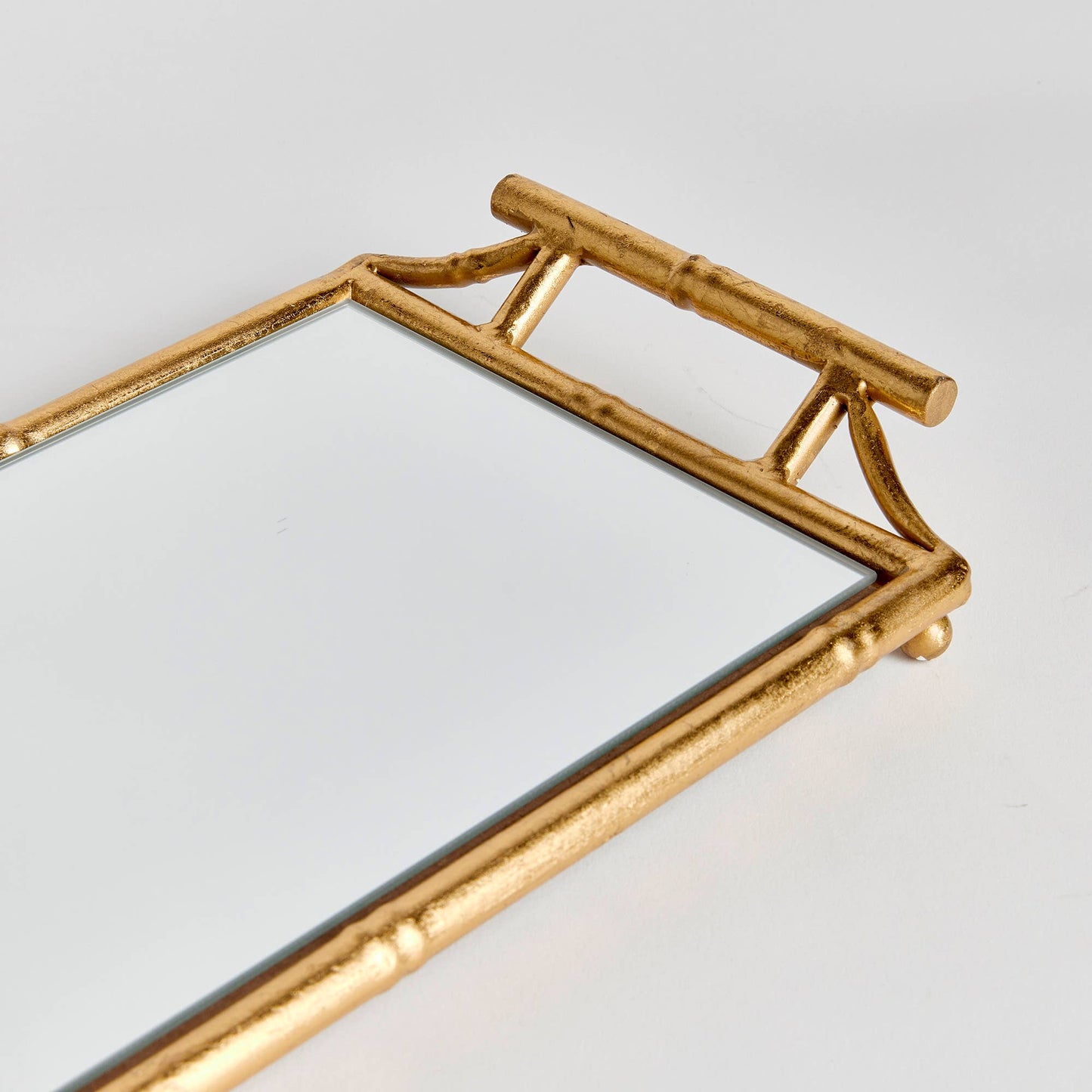 Daphne Mirrored Tray, Antique Gold