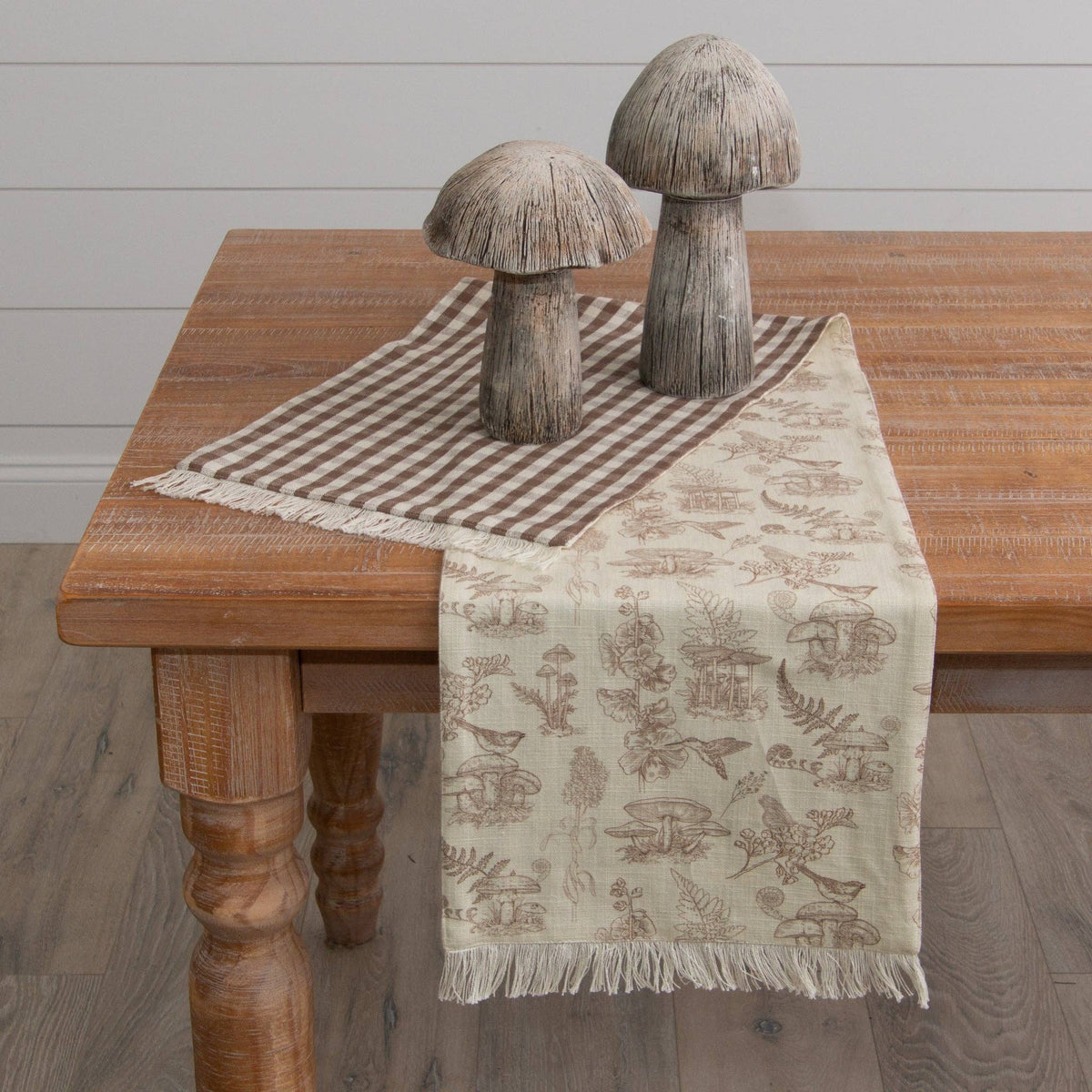 Mushroom And Tan Table Runner