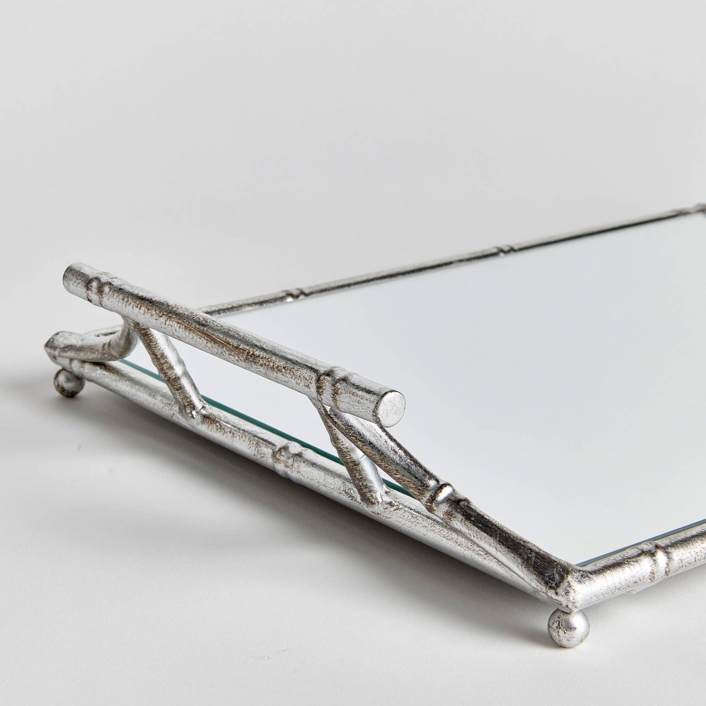Daphne Mirrored Tray, Antique Silver