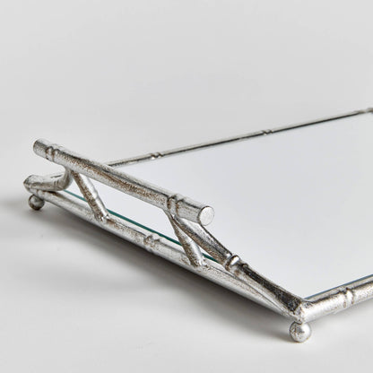 Daphne Mirrored Tray, Antique Silver