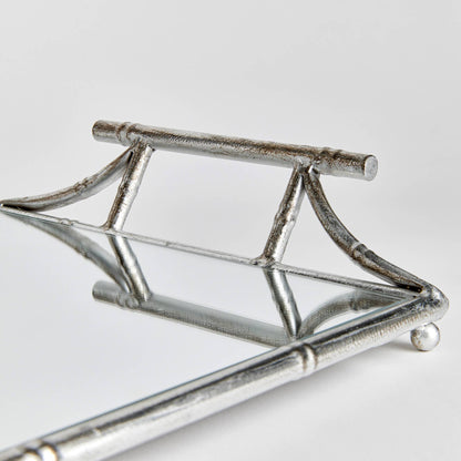 Daphne Mirrored Tray, Antique Silver