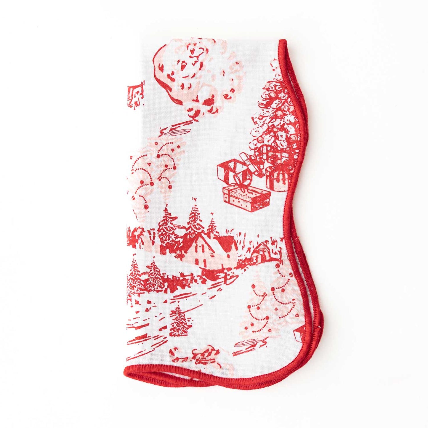 Santa Toile Scalloped Dinner Napkin