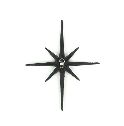 Set of 6 Black Cast Iron 8 Pointed Starburst Wall Hangings