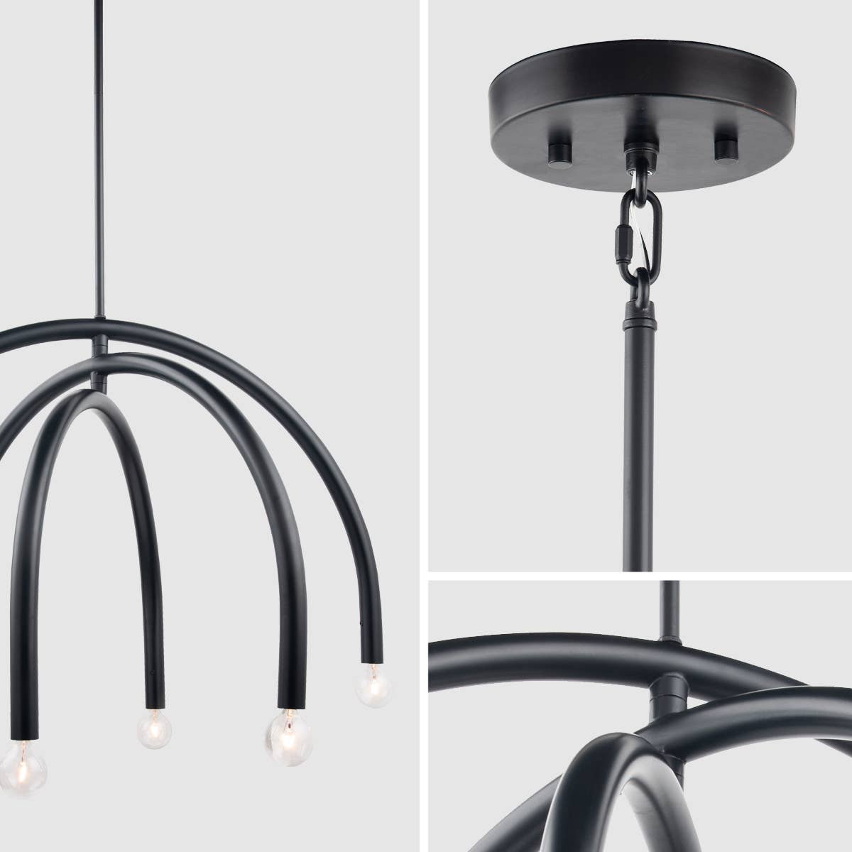 Caboche Mid Century Modern Black 6-Light Chandelier