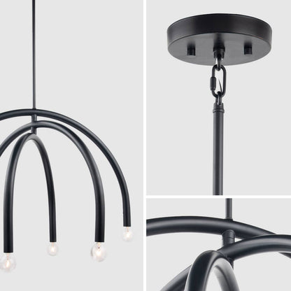 Caboche Mid Century Modern Black 6-Light Chandelier
