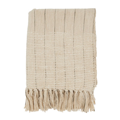 Rustic Stripe Throw Blanket with Fringe