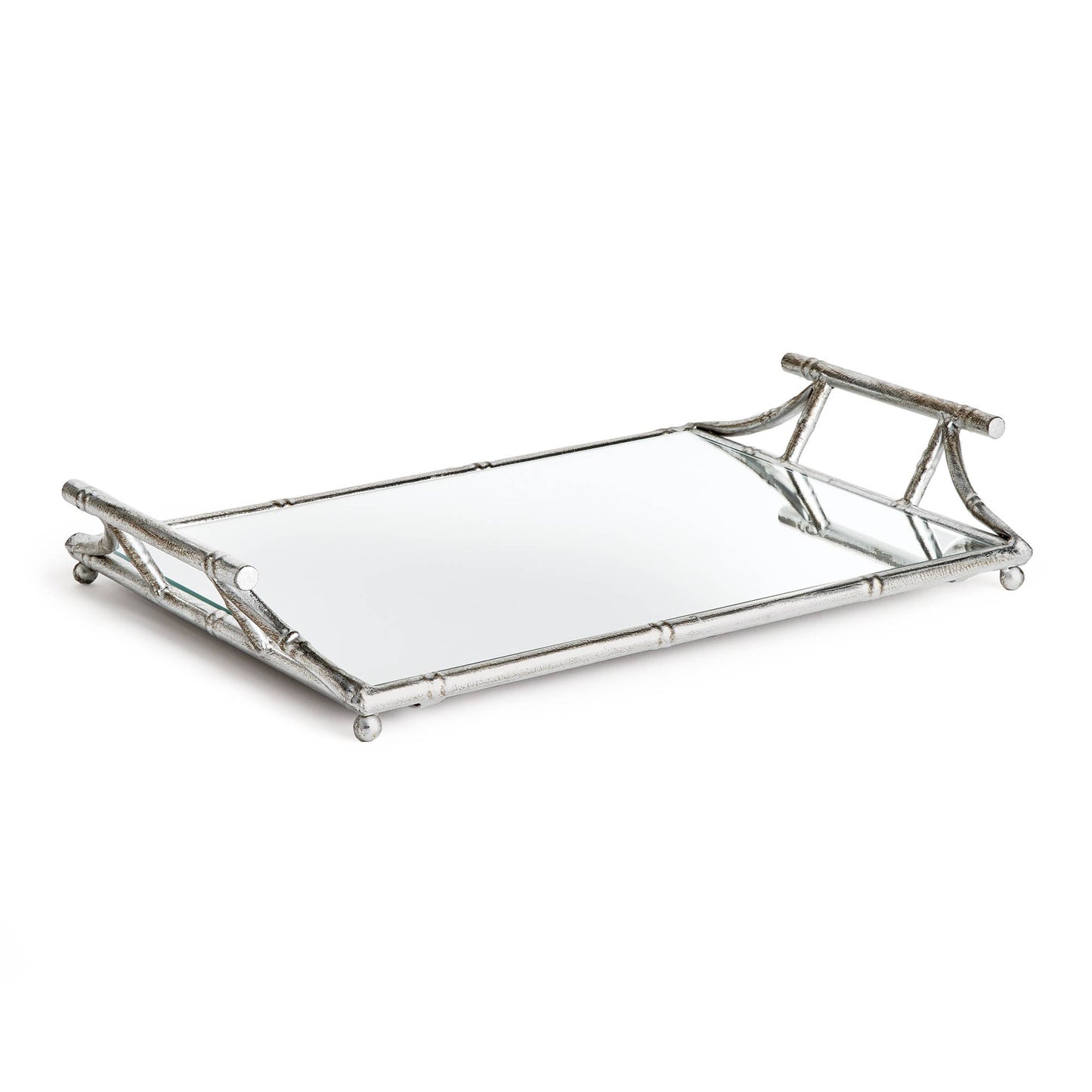 Daphne Mirrored Tray, Antique Silver