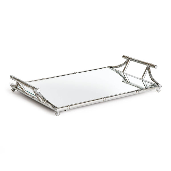 Daphne Mirrored Tray, Antique Silver