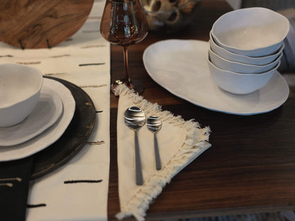 Fringed Design Napkin - Off White