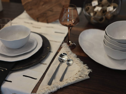 Fringed Design Napkin - Off White