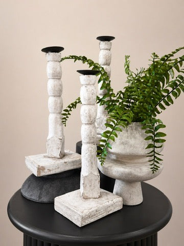 Curated Hand Carved Candle Holders
