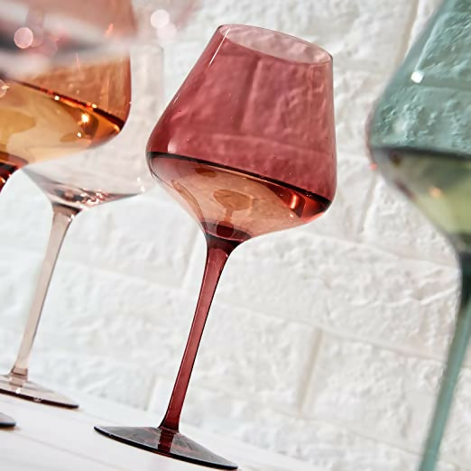 Pastel Large Crystal Red Wine Glasses