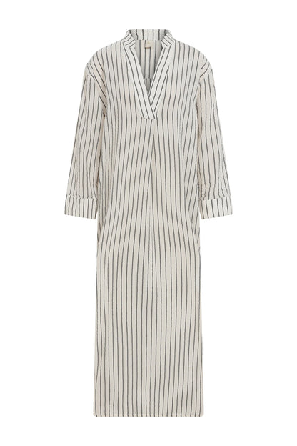 Long Caftan Thin Black/Ecru Stripes
