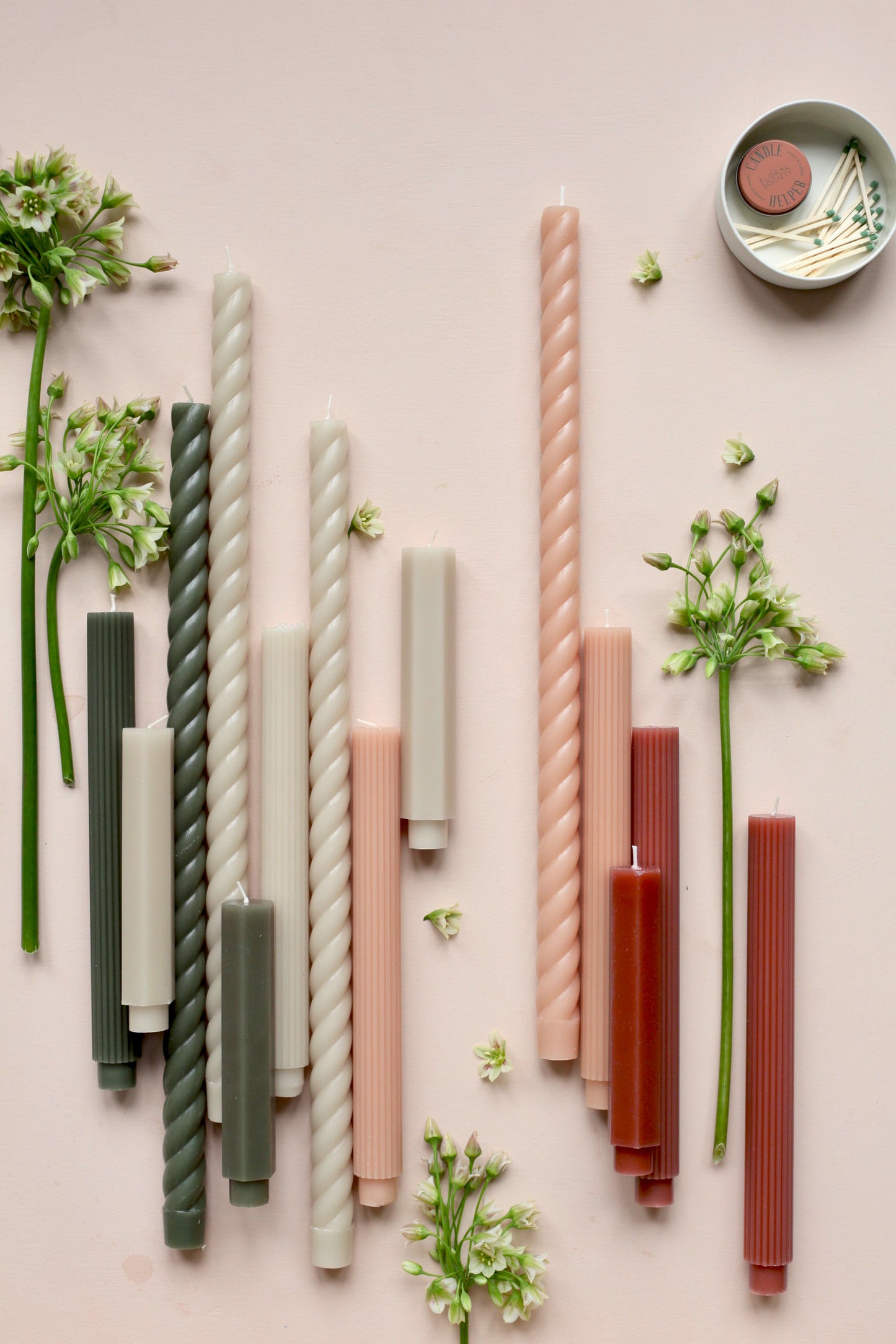 Moss Taper Candles